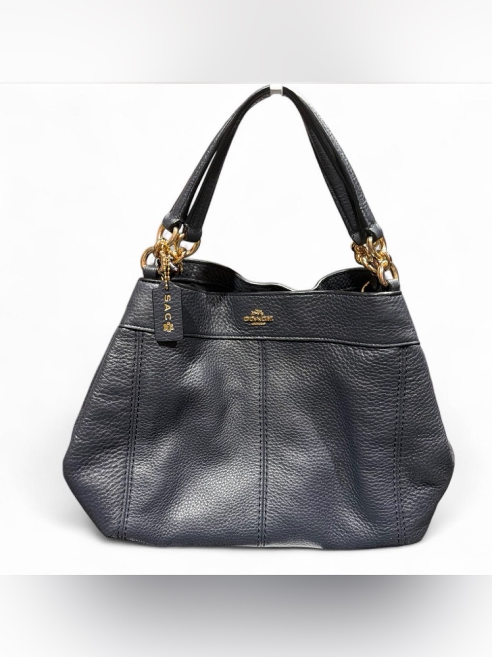Coach Black Pebbled Leather Shoulder Bag with Gold Hardware